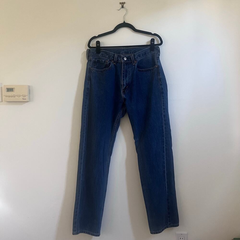 Levi's 505 Mens Straight Leg Jeans 34x32 Medium Dark Wash Blue Denim Classic